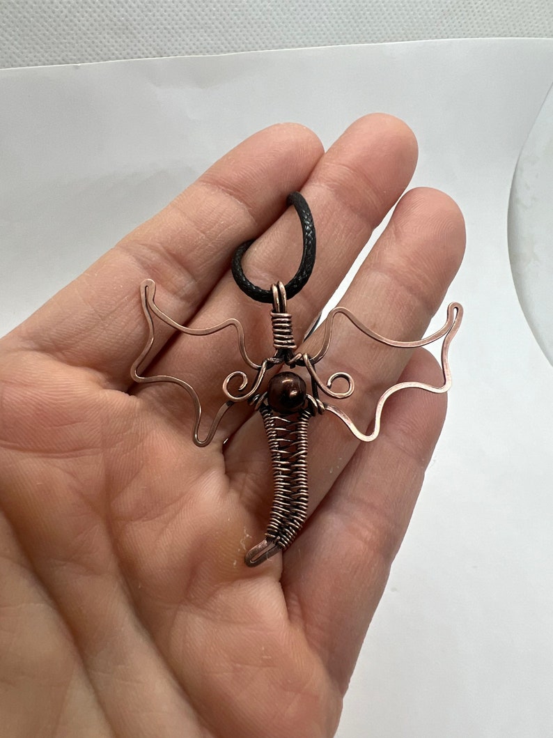 Antiqued copper wire wrapped dragon pendant image 3