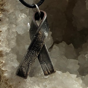 Ohio state quarter awareness ribbon coin necklace