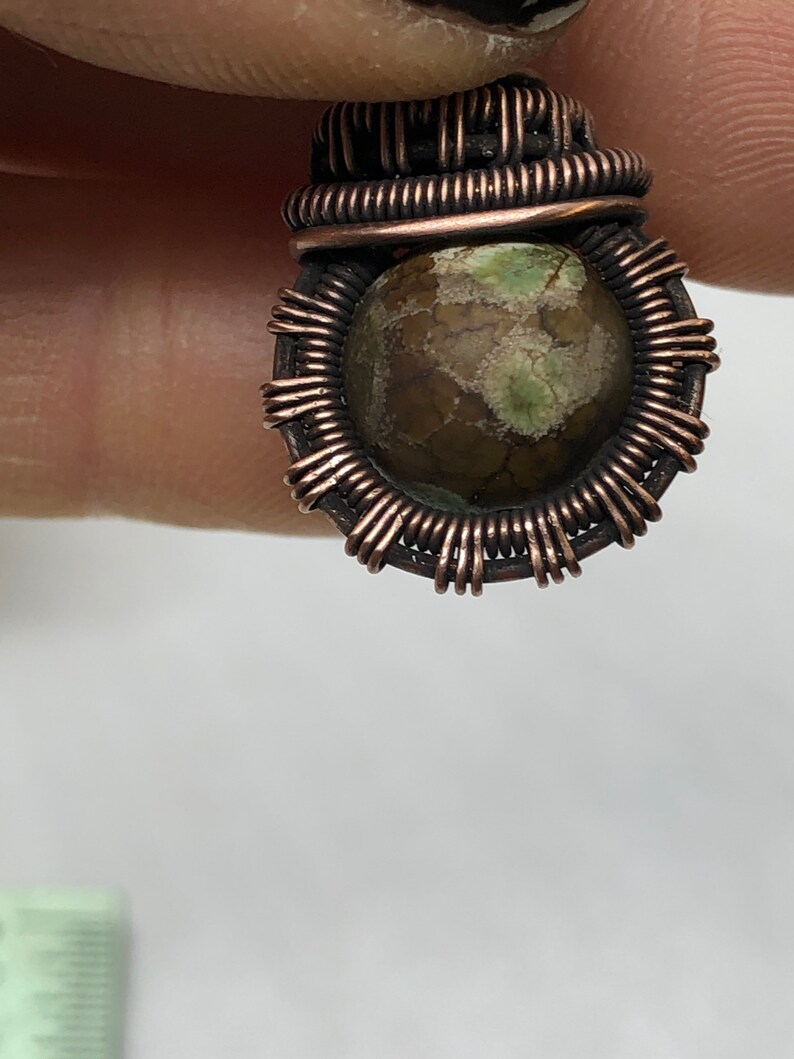 Antiqued copper wire wrapped agate bead pendant image 2