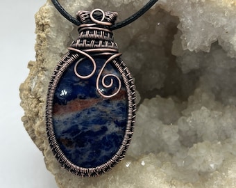 Copper wire wrapped Sodalite pendant