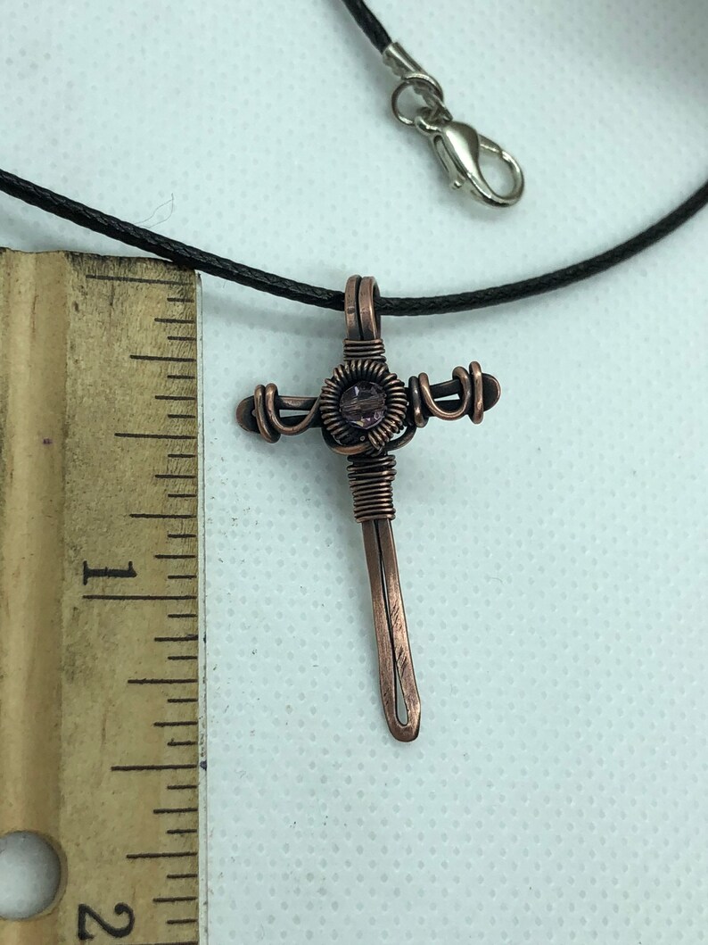 Antiqued copper wire wrapped Cross pendant image 4