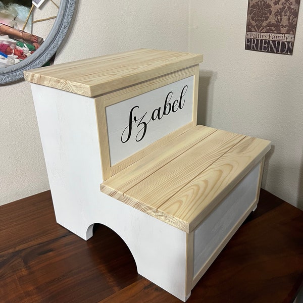 Step stool with storage area (personalized with name) 08/19