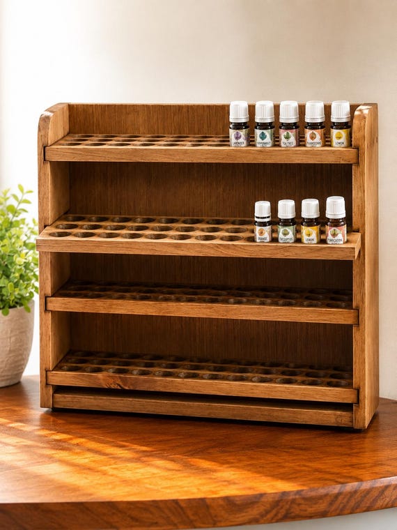 Essential Oil Storage Shelf | Oil Holder | Wooden Essential Oil Organizer | Holds 144 5ml–15ml Bottles | Handmade Display Shelf      7/26