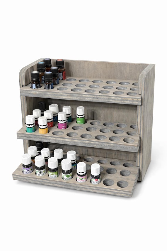 Handmade Essential Oil Shelf | 72 Bottle Organizer, Wall Mountable