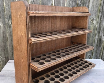 Handmade Wooden Essential Oil Shelf | 144 Bottle Storage, Wall Mount or Countertop