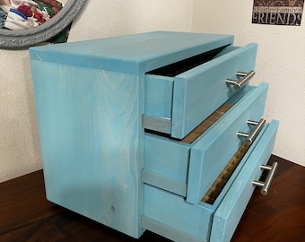 Aqua Blue Essential Oil Storage Cabinet, 3-Drawer Organizer