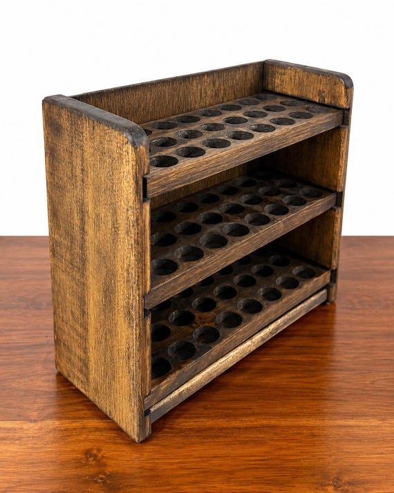 Essential Oil Storage Shelf | Holds 72 5ml-10ml Bottles | Wooden Oil Organizer                      7/26