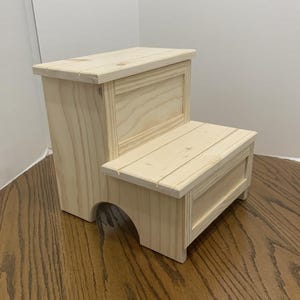 Handcrafted step stool with storage