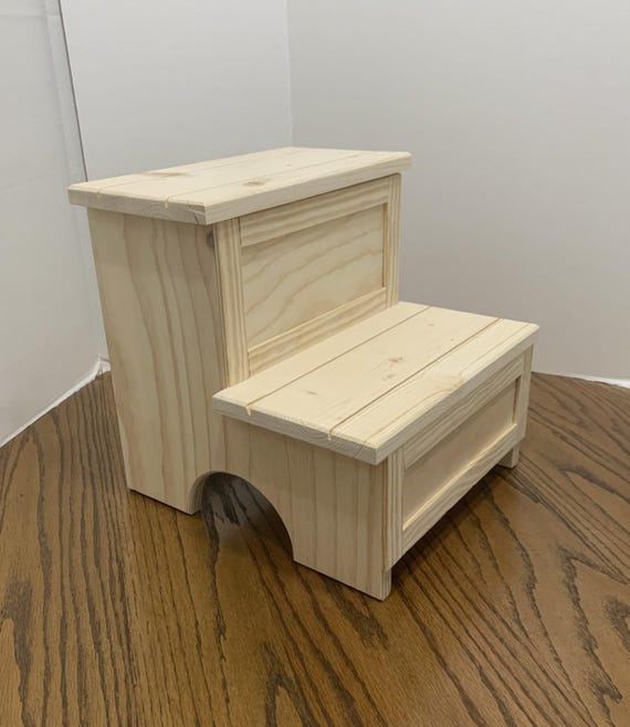 Handcrafted step stool with storage