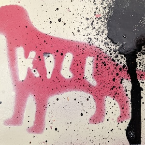 Serial Killer Sticker - David Berkowitz Dog "Kill" - Handmade Stencil Design By Brett Stout - (Photo, Graffiti, Punk, Painting, Street Art)