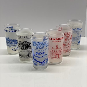 Vasos de recuerdo de Estados Unidos de mediados de siglo