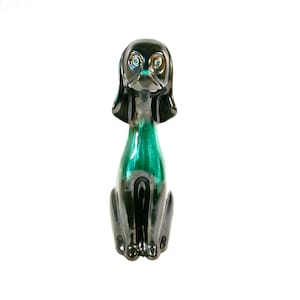 Vintage Blue Mountain Pottery Green Glazed Hound Dog