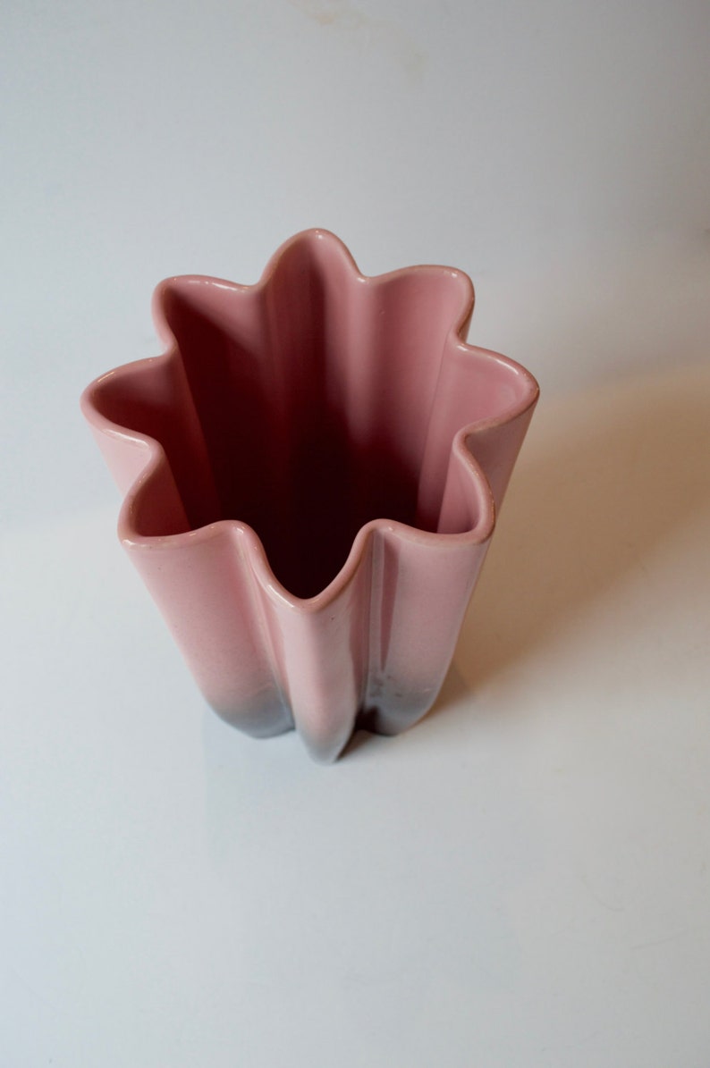 Pink and Black Ombre Beauceware Accordian Style Vase