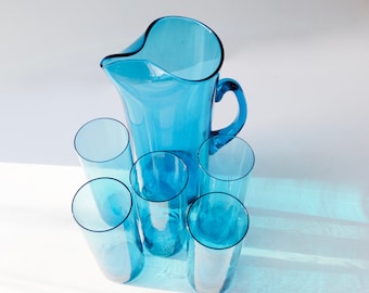 Vintage Glas Krug und Becher