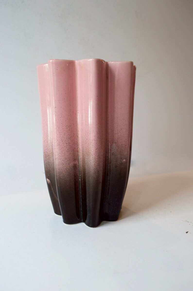 Pink and Black Ombre Beauceware Accordian Style Vase