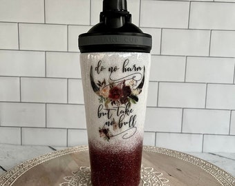 Take No Bull/Cow/Floral/Skull/Ombre/Shaker Bottle/Gym/Workout/Glitter
