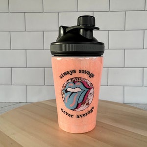 Savage/Always Savage/Tongue/Leopard/Shaker Bottle/Gym/Workout/Glitter