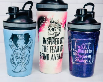 Furchtlos / Schönheit / Body Positiv / Glaube / Schillernd / Shaker Flasche / Fitnessstudio / Workout / Glitzer