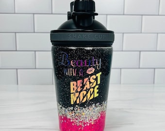 Schönheit / Tier-Modus / Ombré / Motivation / Schillernd / Shaker Flasche / Fitnessstudio / Workout / Glitzer