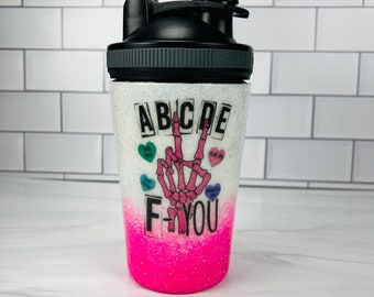 Skelett/ABCDEFU/Candy Hearts/Ombre/Shaker Flasche/Fitnessraum/workout/Glitzer