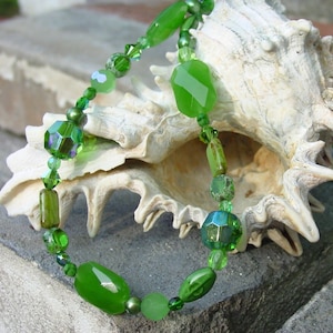 Green Swarovski Crystal Necklace, Kelly Green Necklace, Chinese Crystal Necklace & Czech Glass Bead Necklace, Fern Green Necklace