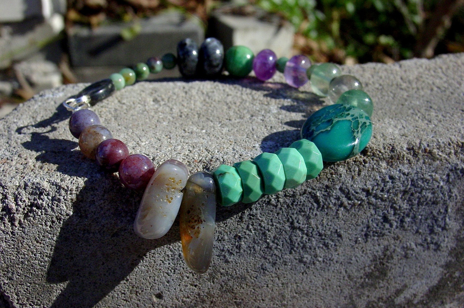 Bourgeois Bohemian Chrysoprase Bracelet , Chrysocolla, Flourite