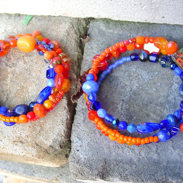 OKC Memory Wire Bracelets, OKC Team Bracelets,  Blue and Orange Team Bracelets, Oklahoma Team Bracelets, OKC Basketball Bracelets