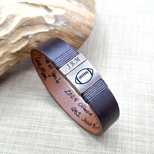 Actual Handwriting Leather Bracelet for Men, Memorial Signature Jewelry, Personalized Engraved Gift for Him