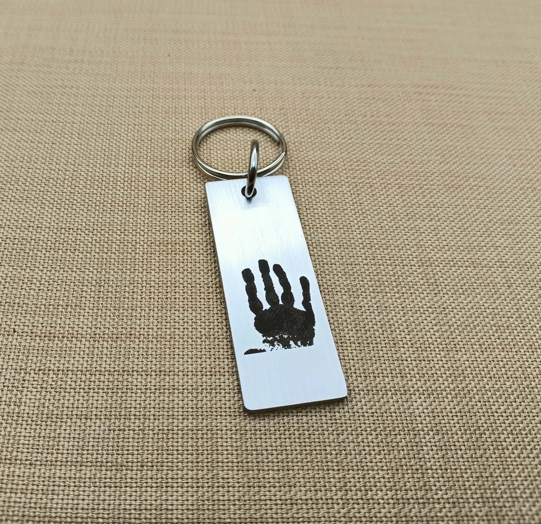 Personalized Handprint Keychain Custom Handwriting Keychain Etsy