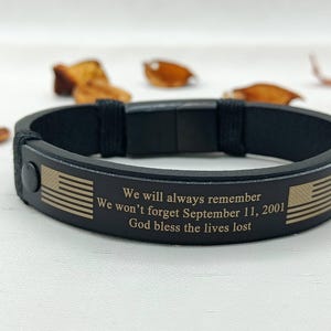 Custom Engraved Leather Memorial Bracelet - Remembrance Gift