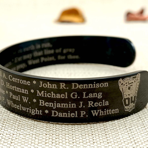 Custom Engraved Memorial Military Bracelet - Military Black Stainless Steel Cuff - Honor the Fallen - KIA Bracelet - Loss of Loved One