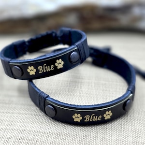 Pet Loss Custom Bracelet, Dog Loss Gift, Adjustable Leather Bracelet, Once By My Side Forever In My Heart, Memorial Dog Lover Cat Lover Gift