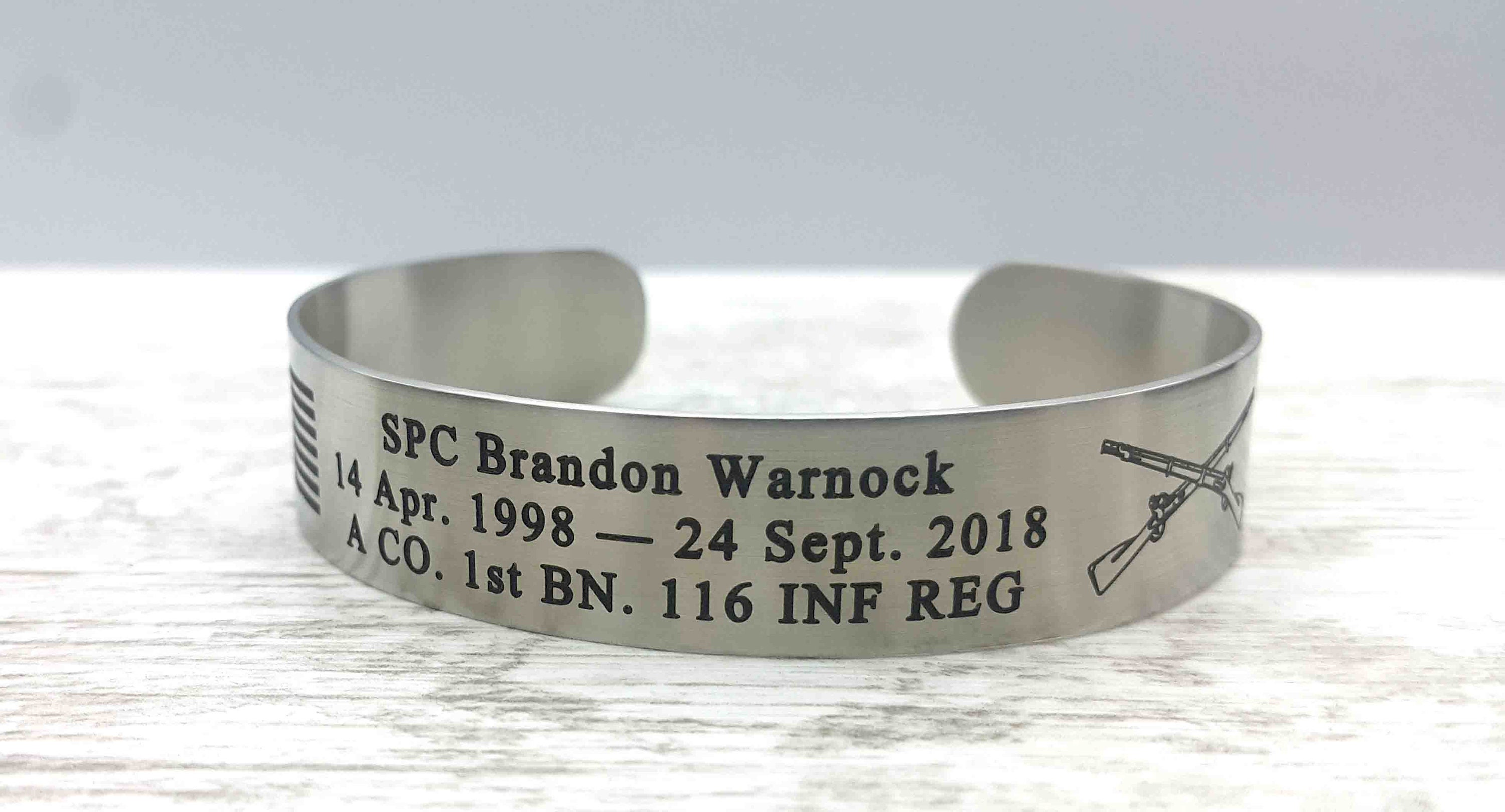 Customized Stainless Steel Memorial Cuff Bracelet Honor the