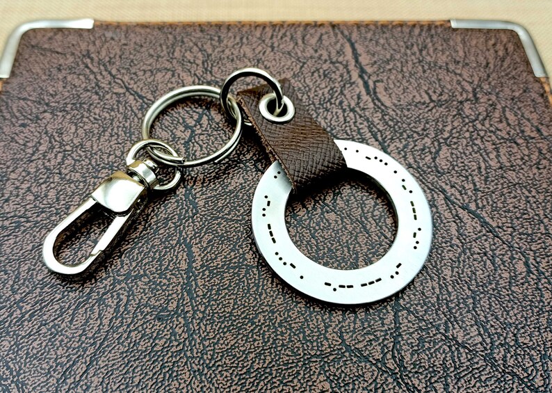 Custom Morse Code Keychain With Saffiano Leather Engraved - Etsy