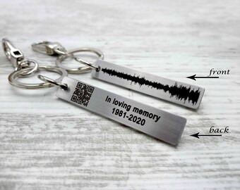 Benutzerdefinierte Soundwave Schlüsselbund - Gedenk Sprach Memo QR Code, graviertes Andenken