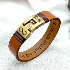 Engraved Leather Bracelet - Personalized Hidden Message Cuff for Men