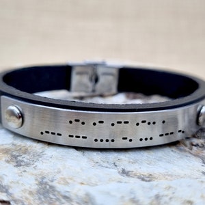 Personalized Morse Code Bracelet for Men - Deep Engraved - Father’s Day Gift - Custom Secret Message Bracelet - Gift for Dad