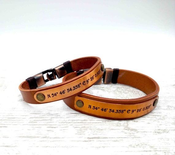 His and Hers Bracelet Set Personalized Gift for Couple Engraved Copper GPS Coordinates Bracelet Long Distance Girlfriend Boyfriend Gift Etsy Canada