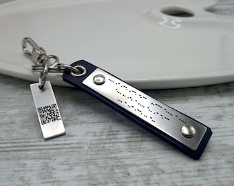 Morse Code Keychain for Men with QR Code - Secret Message Keychain - Leather Morse Code Keychain - Valentine's Day Gift for Him