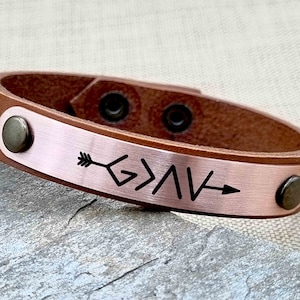 God is Greater Than Highs & Lows Bracelet, Leather Faith Jewelry, Christian Gift, Religious Wristband, Scripture Bracelet