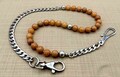 Men's Wallet Chain – Orange Aventurine Beaded Chain – Sterling Silver Hook – Pocket Watch Chain – Gift for Him – 10mm Gemstone Chain