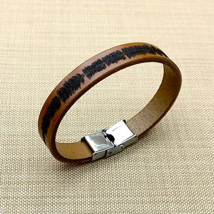 Soundwave + QR Code Leather Bracelet, Personalized Voice Recording, Video, Song, Heartbeat, Unique Wedding Gifts for Couple