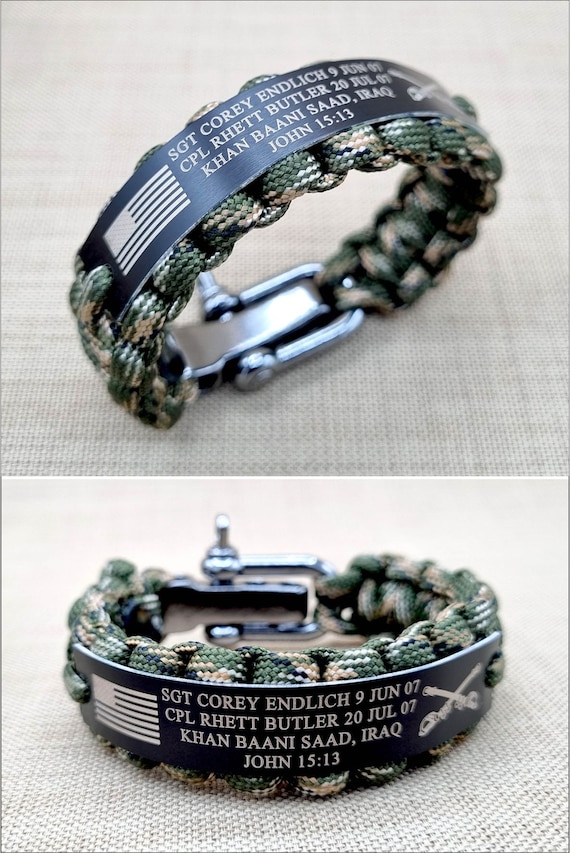 Pulsera conmemorativa de paracord 550 personalizada pulsera militar negra azul roja y camuflada con cierre de grillete ajustable Etsy Mexico