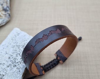 Personalized Soundwave Leather Bracelet – Engraved Anniversary Gift