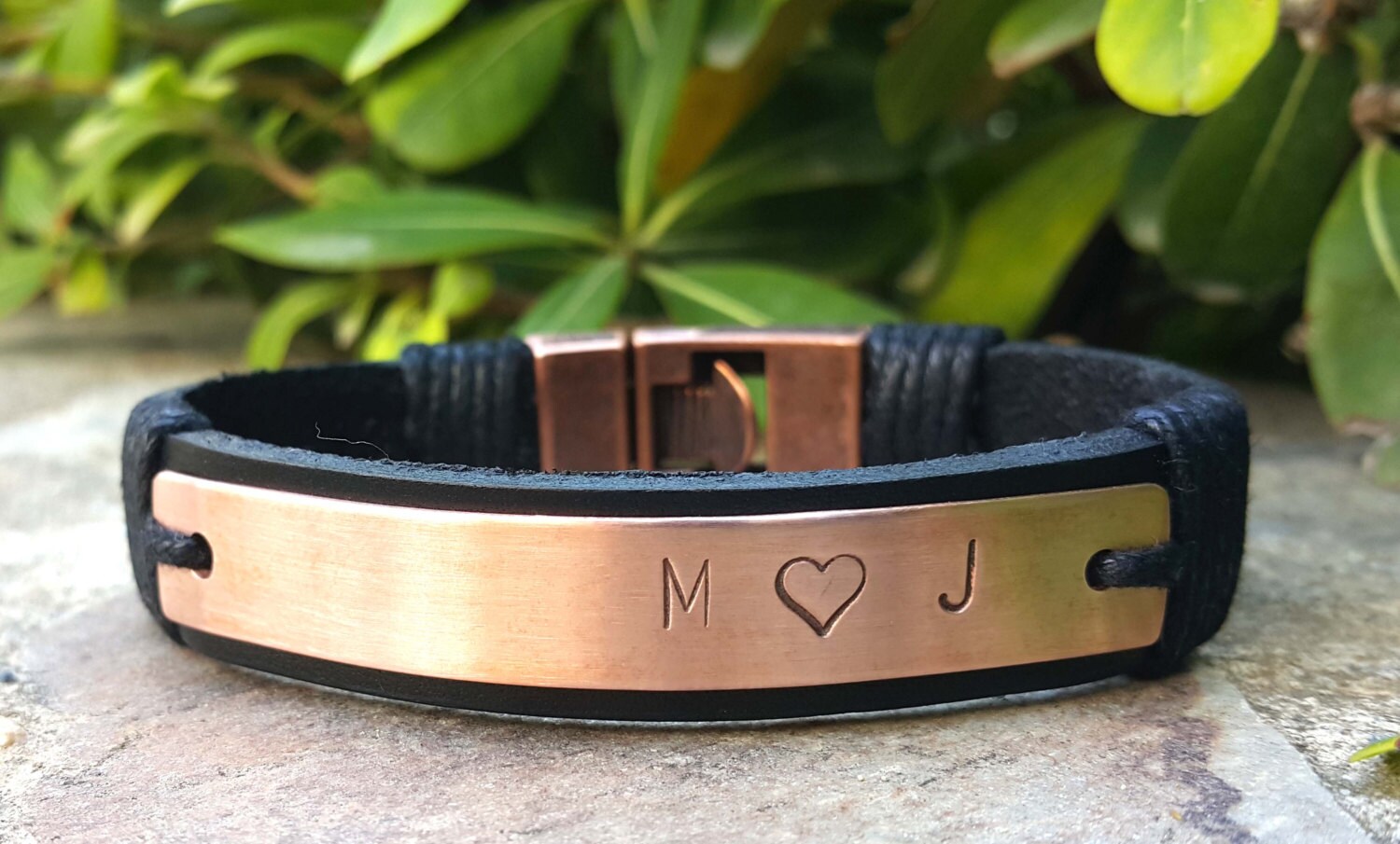 Personalized Copper Plate Bracelet Genuine Leather Bracelet Etsy
