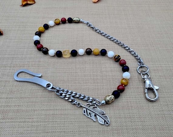 Beaded Wallet Chain – Boho Spiritual Buddha Chain – Men's