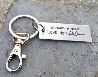 Deep Engraved Handwriting Key Chain, Customized Actual Handwriting Keychain, Memorial Signature Keychain for Loss of Loved One
