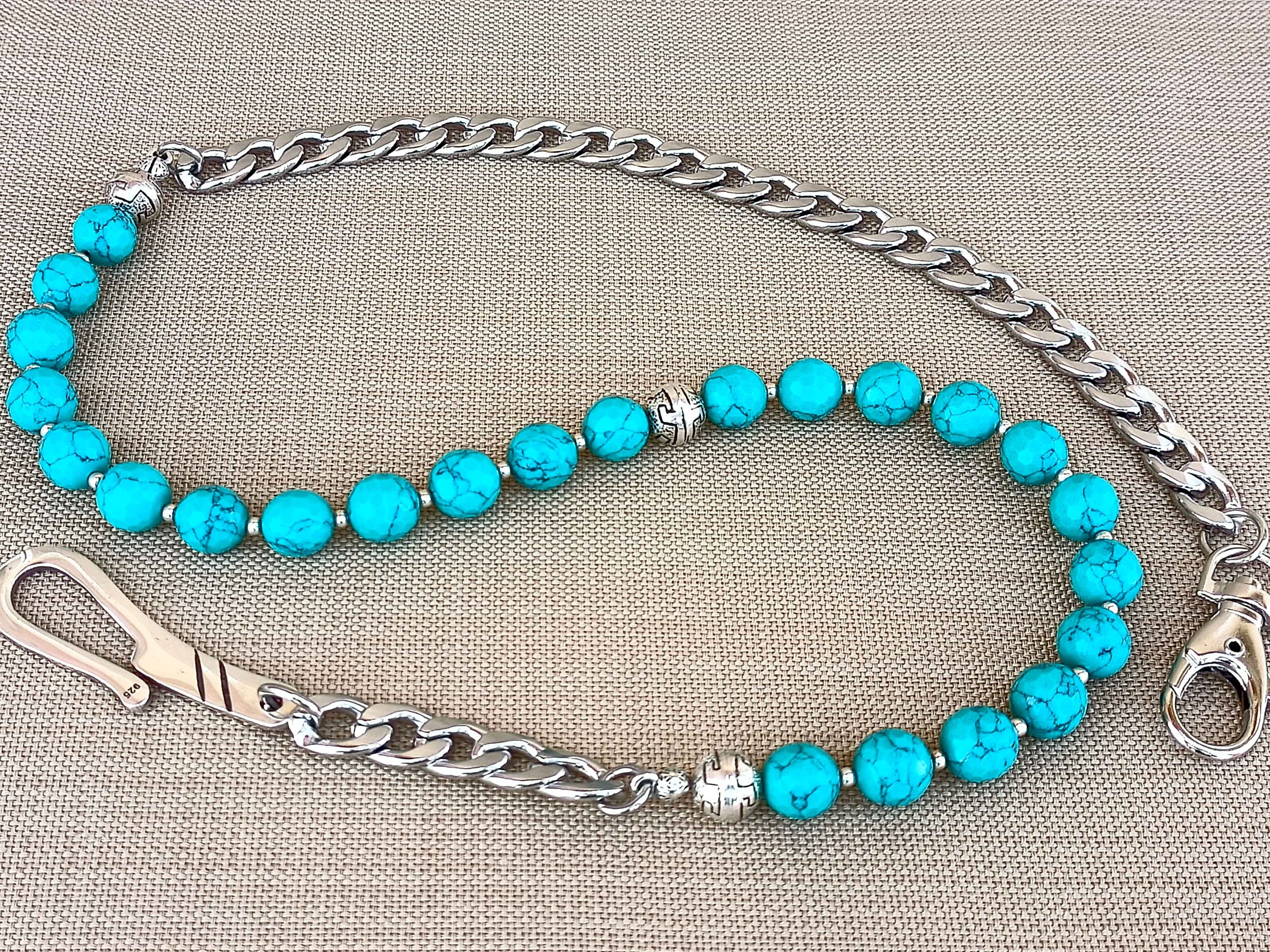 Installatie Encyclopedie smal 10 Mm Turquoise Wallet Chain for Man Blue Beaded Wallet - Etsy
