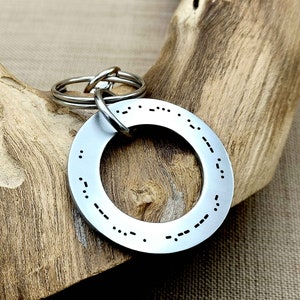 Custom Morse Code Keychain - Engraved Stainless Steel Washer Keychain