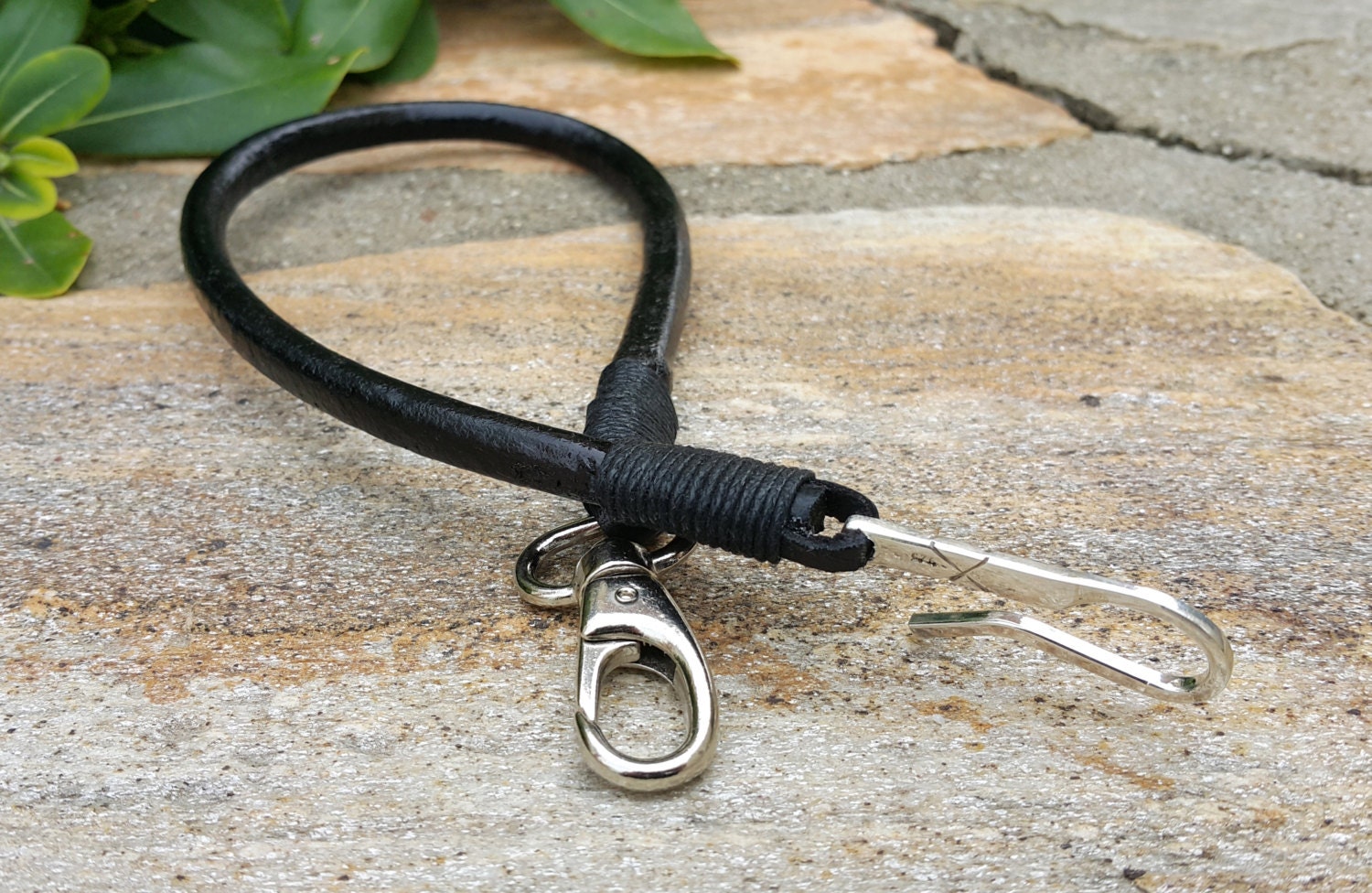 Mens Leather Wallet Chain Keyholder Leather Strap Leather Etsy